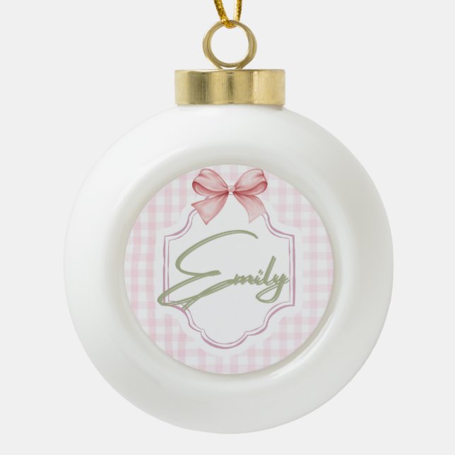 Personalisiert Emily Baby Girl Kinderzimmer Bow&Gi Keramik Kugel-Ornament (Vorderseite)