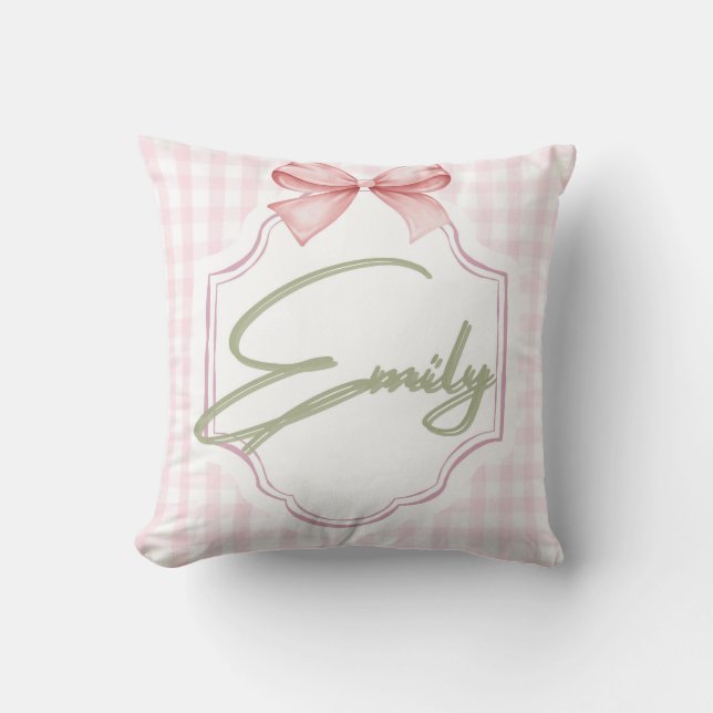 Personalisiert Emily Baby Girl Kinderzimmer Bow&Gi Kissen (Vorderseite)