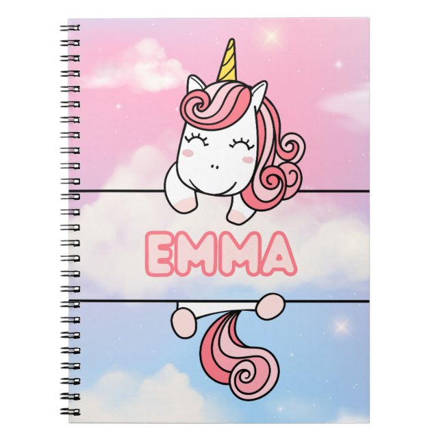 Personalisiert Emma Unicorn Girlie Notebook Notizblock (Vorderseite)