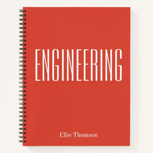 Personalisiert Engineering Graph Paper Simple Red Notizbuch (Vorderseite)