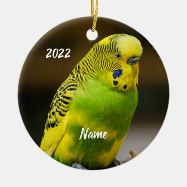 Personalisiert-Englisch-Budgie Parakeet Keramik Ornament (Vorne)