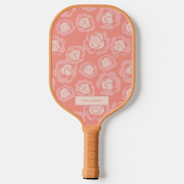 Personalisiert Englisch Rose Blumengarten Pickleball Schläger (Rückseite)