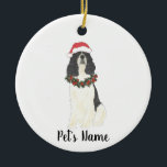 Personalisiert Englisch Springer Spanisch (Tricolo Keramik Ornament<br><div class="desc">Machen Sie die schöne Liste in diesem Jahr mit einem personalisierten Ornament Ihrer Lieblings-Kleinigkeit englischen springer spaniel elf! Für die süßesten Geschenke,  paaren Sie es mit einem passenden Kunstdruck oder einem anderen Artikel aus meiner Sammlung!</div>