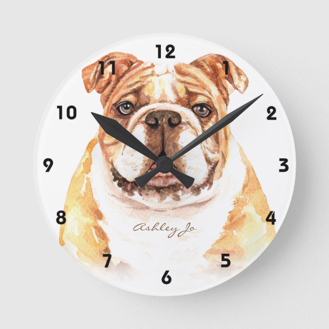 Personalisiert English Bulldog Square oder Runde Wanduhr (Vorderseite)