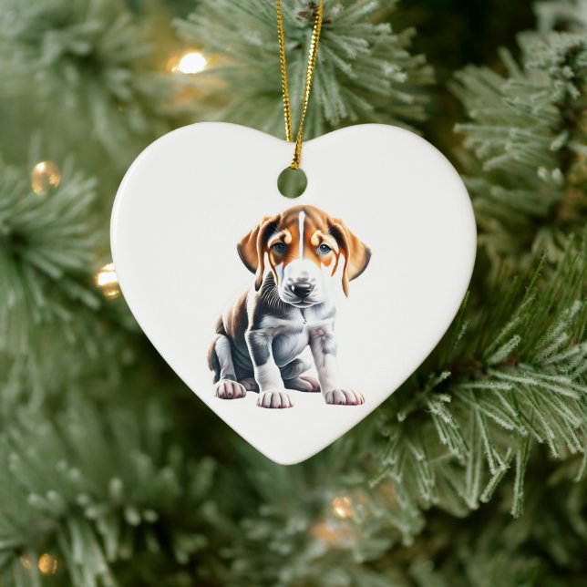 Personalisiert English Foxhound Puppy Keramik Ornament (Baum)