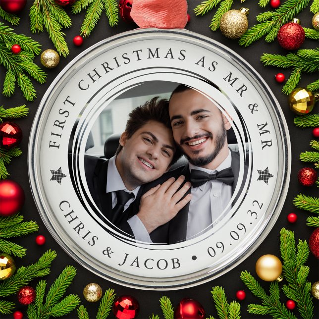 Personalisiert Erste Weihnachten Mr. & Mr. Foto Ornament Aus Metall (Von Creator hochgeladen)