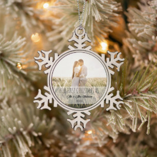 personalisiert Erste Weihnachten Verheiratet als M Schneeflocken Zinn-Ornament