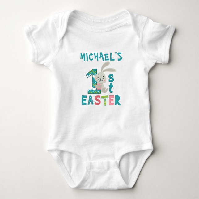 Personalisiert erster Ostername Bunny Baby Strampler (Vorderseite)