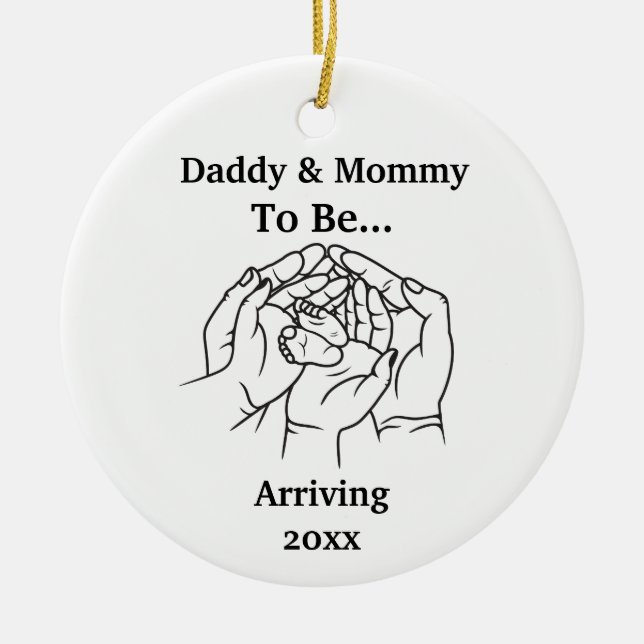 Personalisiert erwartete Eltern Daddy und Mami Keramik Ornament (Vorne)