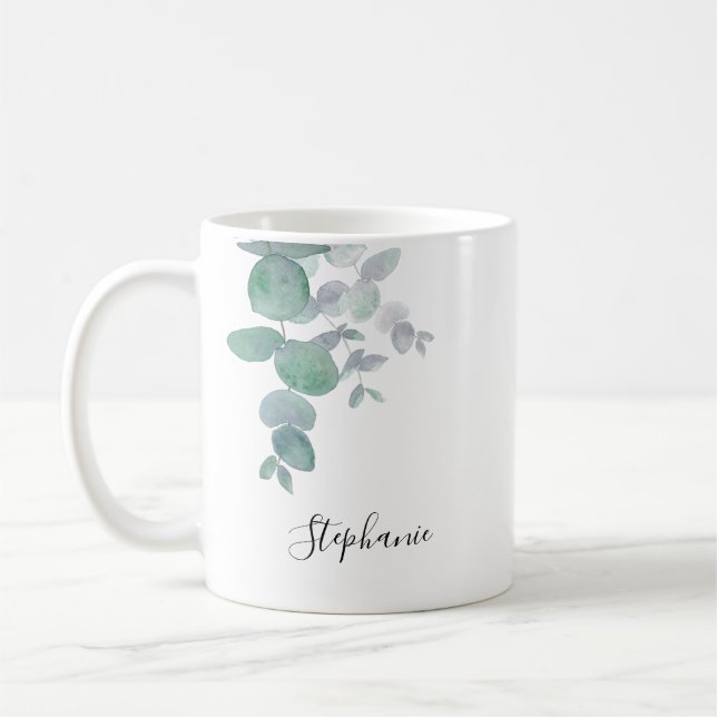 Personalisiert Eukalyptus Greenery  Kaffeetasse (Links)