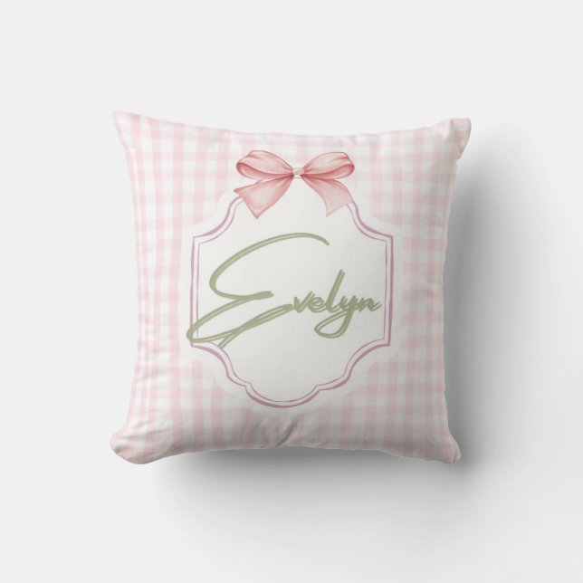 Personalisiert Evelyn Baby Girl Kinderzimmer Bow&G Kissen (Vorderseite)