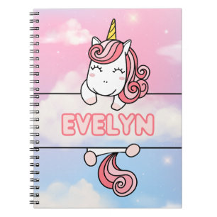Personalisiert Evelyn Unicorn Girlie Notebook Notizblock