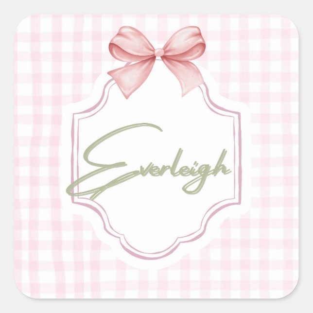 Personalisiert Everleigh Baby Girl Kinderzimmer Gi Quadratischer Aufkleber (Vorderseite)