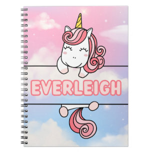 Personalisiert Everleigh Unicorn Girlie Notebook Notizblock