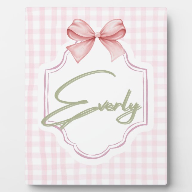 Personalisiert Everly Baby Girl Kinderzimmer Bow&G Fotoplatte (Vorderseite)