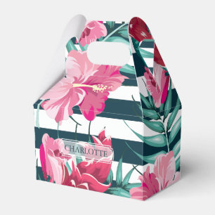 Personalisiert Exotic Summer Floral gestreift Geschenkschachtel