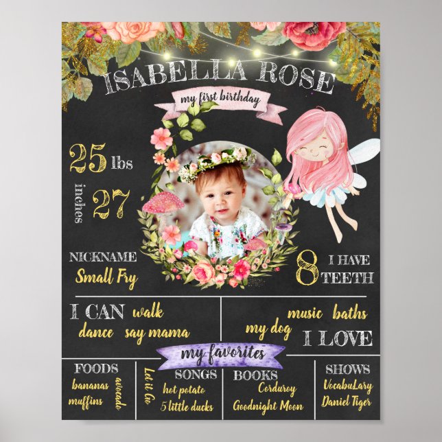 Personalisiert Fairy First Birthday Poster (Vorne)