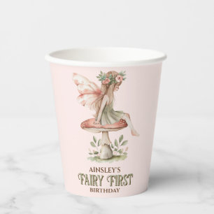 Personalisiert Fairy First Pink 1. Geburtstag Part Pappbecher