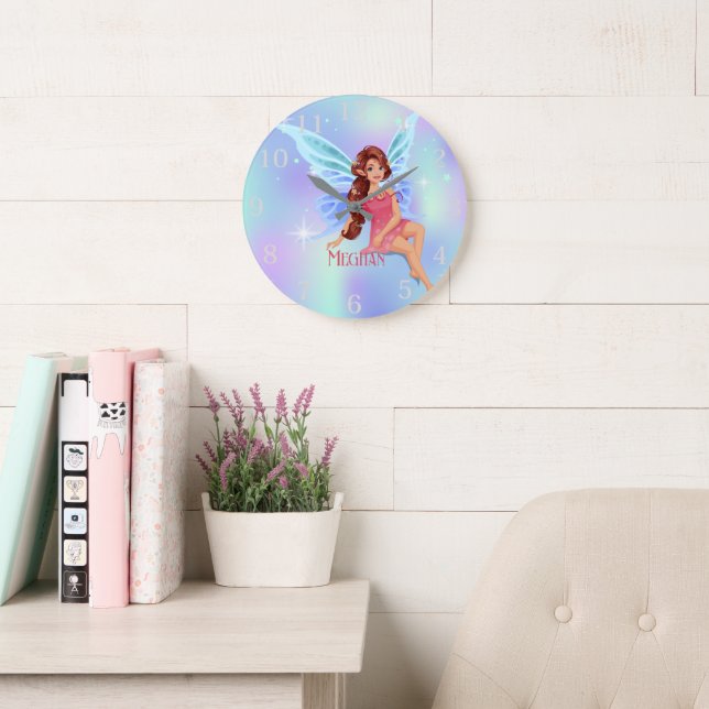 Personalisiert Fairy Große Wanduhr (Lesesaal)