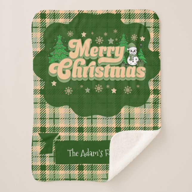 Personalisiert Familienname Retro Weihnachten Kari Sherpadecke (Vorderseite)