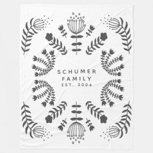 Personalisiert Familienname Schwarz-weiße Skandina Fleecedecke