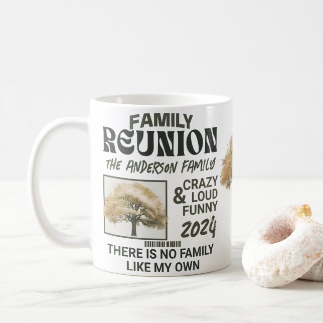 PERSONALISIERT FAMILY WIEDERSEHEN OAK KAFFEETASSE (Mit Donut)