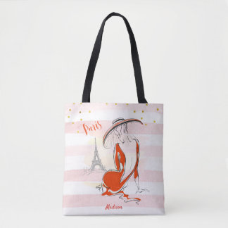 Personalisiert Fashion Girl Pink Paris Sketch