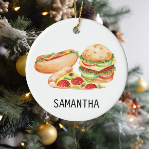 Personalisiert Fast Food Hamburger Pizza Hotdog Keramik Ornament