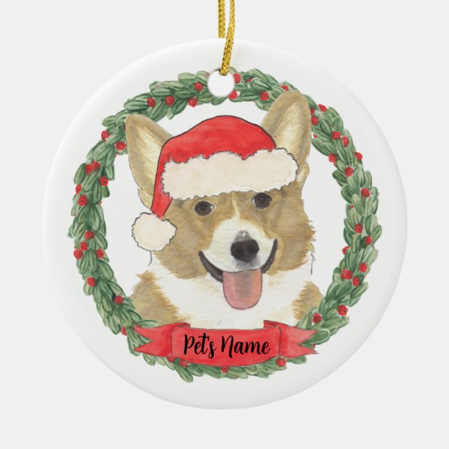 Personalisiert Fawn Corgi Weihnachten Keramik Ornament (Vorne)