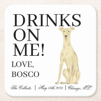 Personalisiert Fawn Greyhound Dog Wedding Rechteckiger Pappuntersetzer