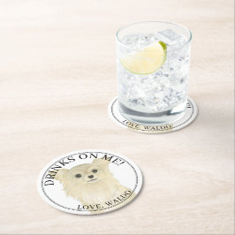 Personalisiert Fawn Long Hairs Chihuahua Wedding Runder Pappuntersetzer