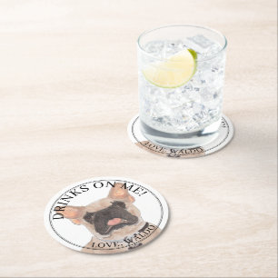 Personalisiert Fawn Masked Frenchie French Bulldog Runder Pappuntersetzer