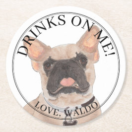 Personalisiert Fawn Masked Frenchie French Bulldog Runder Pappuntersetzer