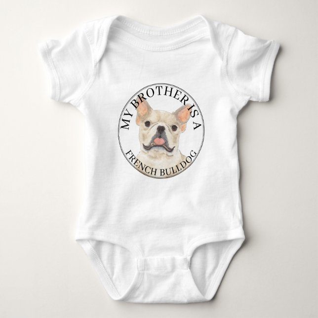 Personalisiert Fawn Tan Cream French Bulldog Baby Strampler (Vorderseite)