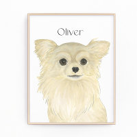 Personalisiert Fawn Tan Long Haired Chihuahua Art