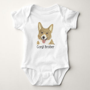 Personalisiert Fawn Tan White Corgi Dog Baby Strampler