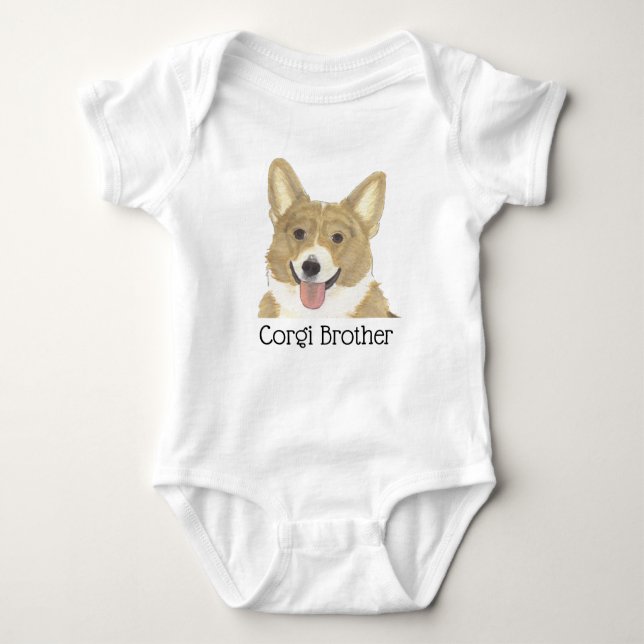Personalisiert Fawn Tan White Corgi Dog Baby Strampler (Vorderseite)