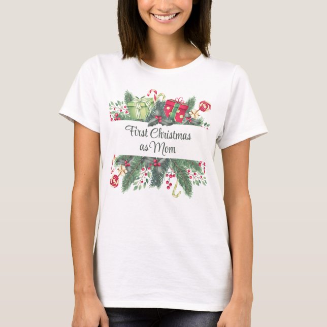 Personalisiert Feiertag Erstes Weihnachtsfest T-Shirt (Vorderseite)