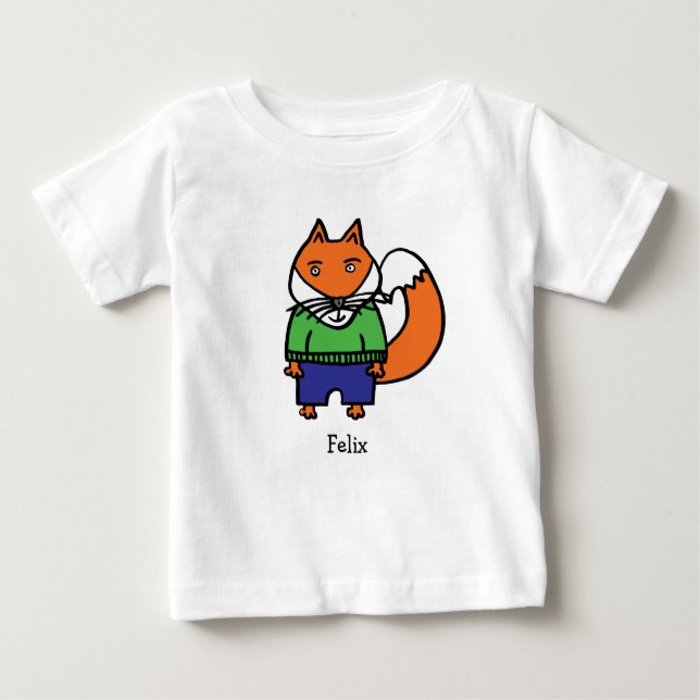 Personalisiert Felix der Fuchs Baby T-shirt (Vorderseite)
