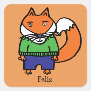 Personalisiert Felix der Fuchs Quadratischer Aufkleber