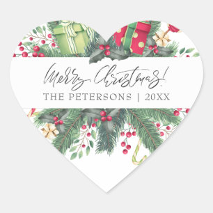 Personalisiert festliche Weihnachtsdekoration Herz-Aufkleber