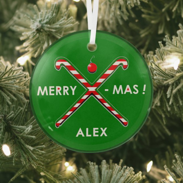 Personalisiert Field Hockey Holiday-Geschenk Ornament Aus Glas (InSitu)