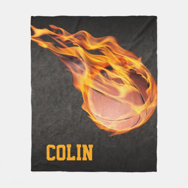Personalisiert Fiery Basketball Fleecedecke (Vorderseite)