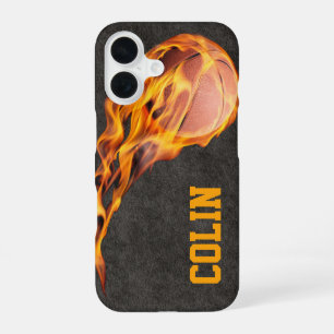 Personalisiert Fiery Basketball iPhone 16 Hülle