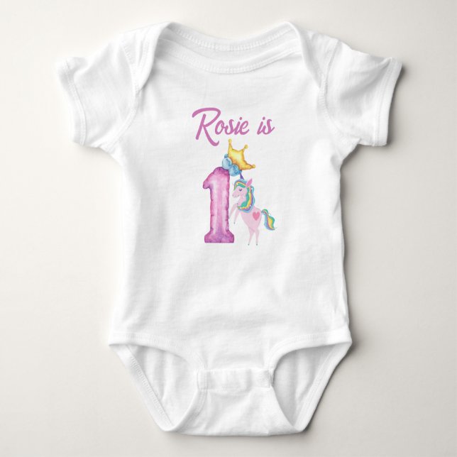 Personalisiert First Birthday Baby T - Shirt (Vorderseite)