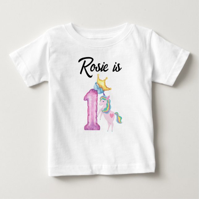 Personalisiert First Birthday Baby T - Shirt (Vorderseite)