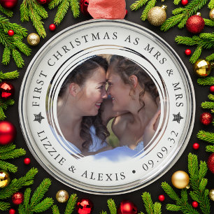 Personalisiert First Christmas Mrs. & Mrs. Foto Ornament Aus Metall