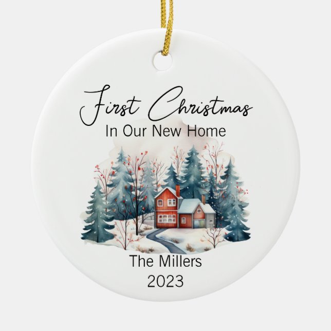 Personalisiert First Christmas Neue Zuhause Waterc Keramik Ornament (Vorne)