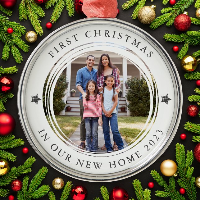 Personalisiert First Christmas New Zuhause Foto Ornament Aus Metall (Von Creator hochgeladen)
