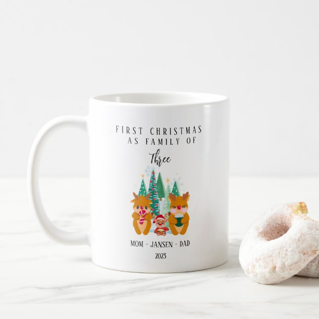 Personalisiert First Christmas Rentier Kaffeetasse (Mit Donut)